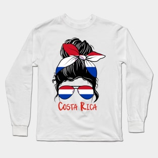 Costa Rican Girl, Costa Rican girlfriend, Costa Rica Messy bun, Costariquense Long Sleeve T-Shirt